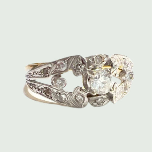 Bague 62 BAGUE RÉTRO DIAMANTS 58 Facettes Q663A (Fraedu99)