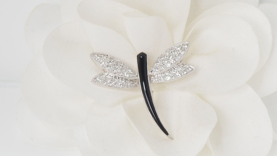 Broche Broche Libellule  diamants et onyx 58 Facettes 32162