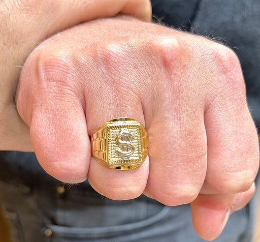 61 Dollars Signet ring in 18-carat yellow gold 58 Facettes
