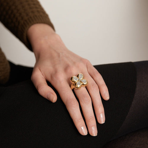 Bague 52 Bague Style Trèfle Diamants 58 Facettes