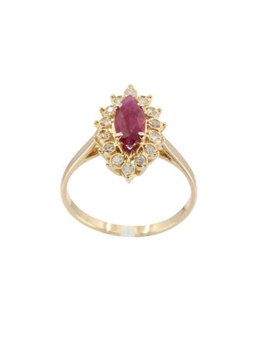 Bague 52 MARQUISE MODERNE RUBIS ET DIAMANTS 58 Facettes 040311