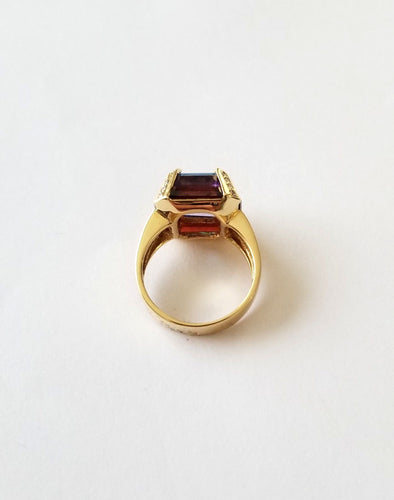 Bague Bague Topaze Améthystes Grenats Diamants 58 Facettes