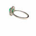 Ring 55 Art Deco style platinum rosette ring with diamonds and emerald 58 Facettes Q12B