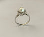 Ring 54 Pearl and Diamond Ring, White Gold 58 Facettes 933707