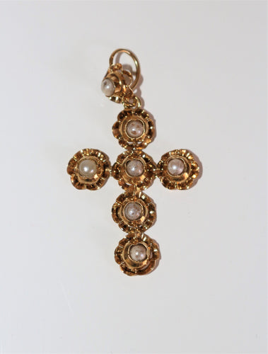 Pendentif Pendentif Croix Or Jaune et Perles 58 Facettes 483