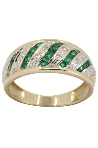 Bague BAGUE MODERNE ÉMERAUDES ET DIAMANTS 58 Facettes 043361