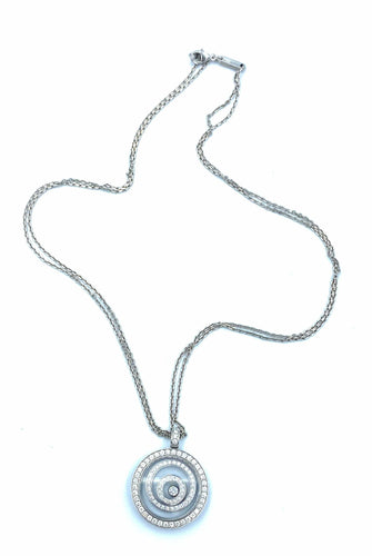 Collier CHOPARD. Pendentif Happy Spirit Or Blanc Diamants 58 Facettes