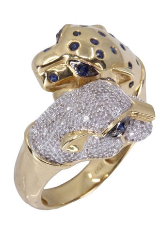 Bague 55 BAGUE PANTHÈRE SAPHIRS ET DIAMANTS 58 Facettes 079061