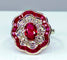 Bague 51 Bague marguerite Or Rubis Diamants 58 Facettes AB215