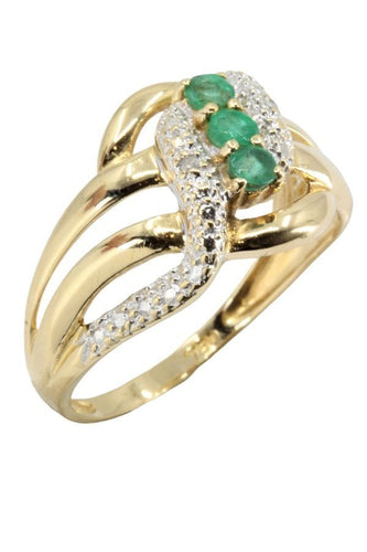 Bague 54 BAGUE MODERNE ÉMERAUDES ET DIAMANTS 58 Facettes 044511