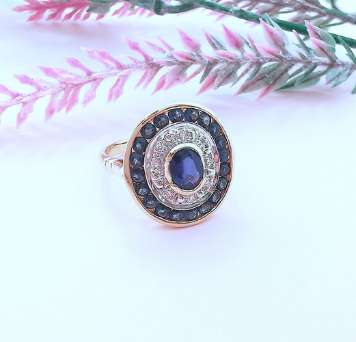 Bague 57.5 Bague Saphirs et Diamants Or 18 K 58 Facettes AA 1629