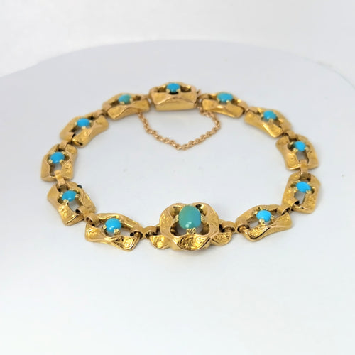 Bracelet Bracelet or jaune et Turquoises 58 Facettes 27765