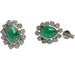 Earrings Art Deco style platinum rosette earrings with diamonds and emerald 58 Facettes Q13B