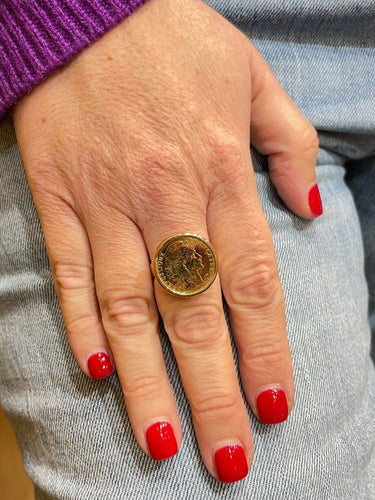 Bague Bague or jaune Pièce de 10 Francs Coq 58 Facettes