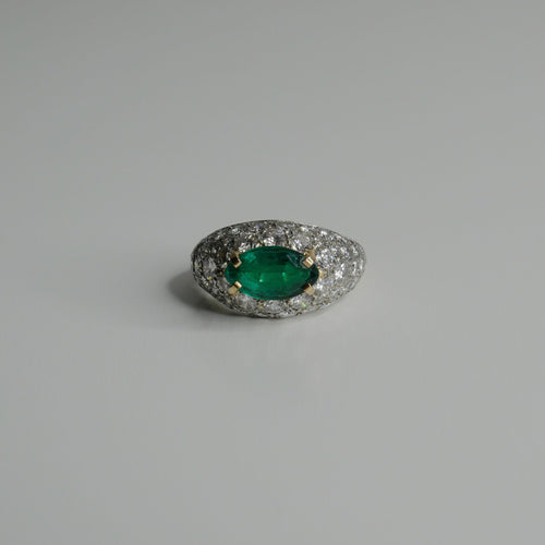 Bague 49-49.5 Cartier - Bague Vintage Émeraude et diamants 58 Facettes