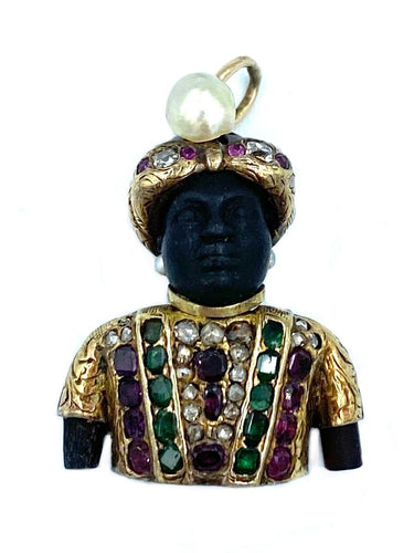 Pendentif Pendentif Maure or, diamants, rubis. 58 Facettes