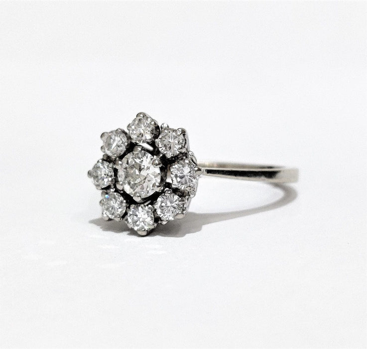 Bague 55 Bague or blanc marguerite diamants 58 Facettes 1-836/1