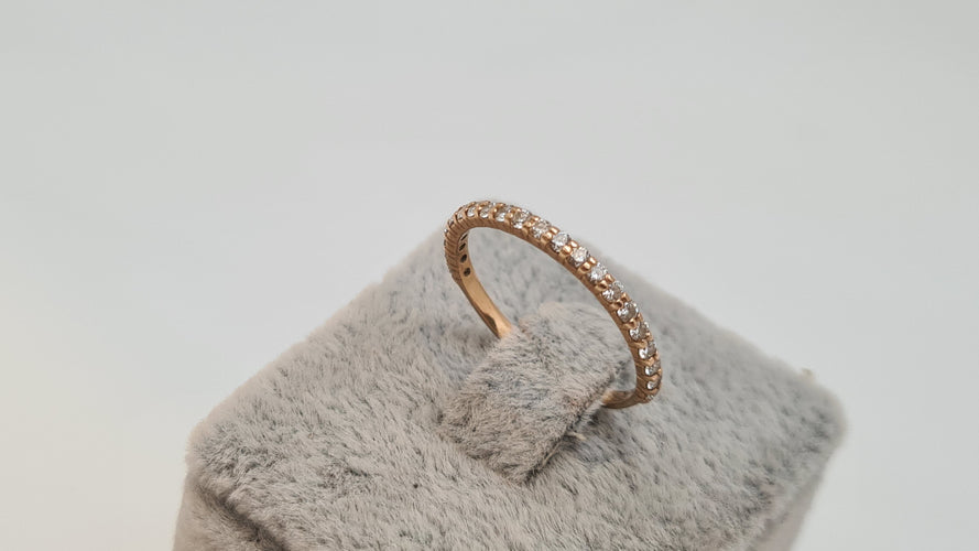Bague 50 Bague demi alliance en Or rose, Diamants 58 Facettes