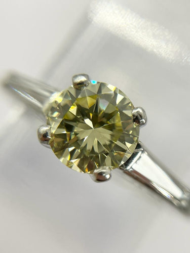 Bague 52 Bague Platine Diamant Fancy Yellow 1.05 carat 58 Facettes
