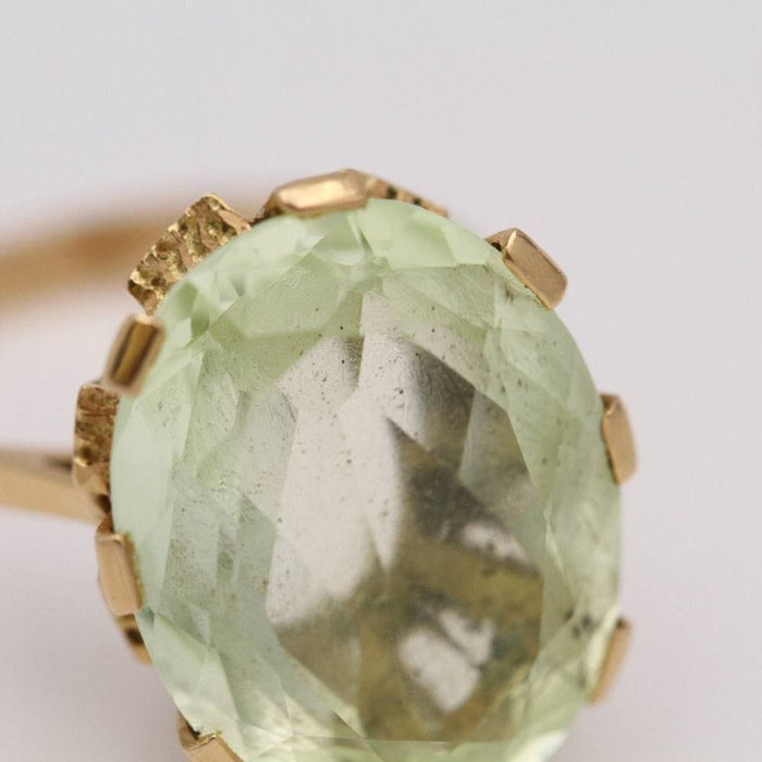 Bague 55.5 Bague Or Jaune Apatite verte 58 Facettes E357541B