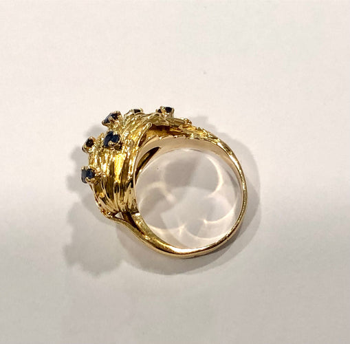 Bague 56 Bague massive or jaune et saphirs 58 Facettes