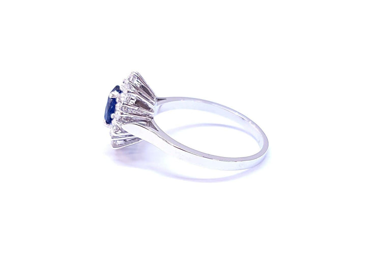 Bague 56 Bague Marguerite Or blanc saphir et diamants 58 Facettes FA/9