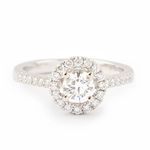 Bague 52 Bague Diamant 0.52 Cts Pavage Diamants Or Gris 58 Facettes BD120