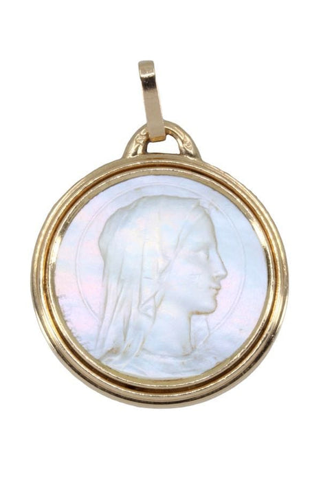 Pendentif MÉDAILLE VIERGE NACRE SIGNÉE H.DROPSY 58 Facettes