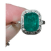 Ring 53 Art Deco Ring White Gold Emerald Diamonds 58 Facettes