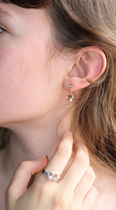 Boucles d'oreilles Boucles d'oreilles morganites et diamants 58 Facettes 475