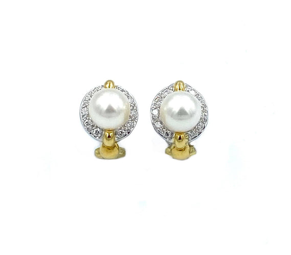 Boucles d'oreilles Boucles d’oreilles or jaune, perles et diamants 58 Facettes