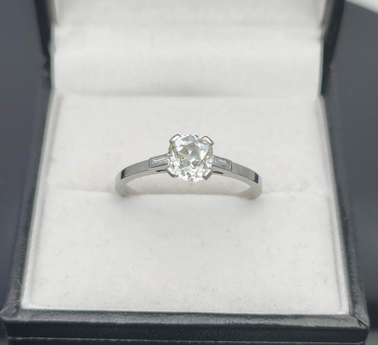 Bague 55 Bague solitaire diamant 0.88ct début XXème 58 Facettes