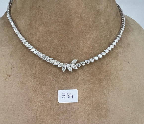 collier Collier tennis marquises et poires or blanc 58 Facettes N384