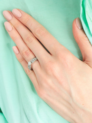 Bague 50 BAGUE SOLITAIRE OR BLANC & DIAMANTS 58 Facettes BO/130067