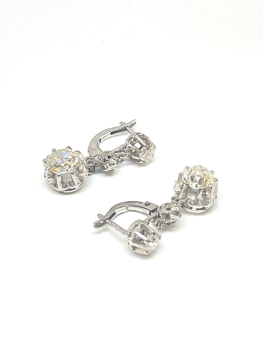 Boucles d'oreilles Dormeuses en or blanc, diamants 58 Facettes