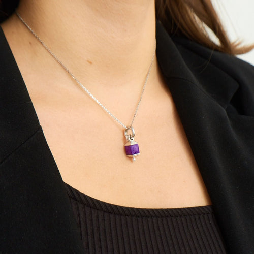 Pendentif Pendentif Cube violet Diamants 58 Facettes ALGU18