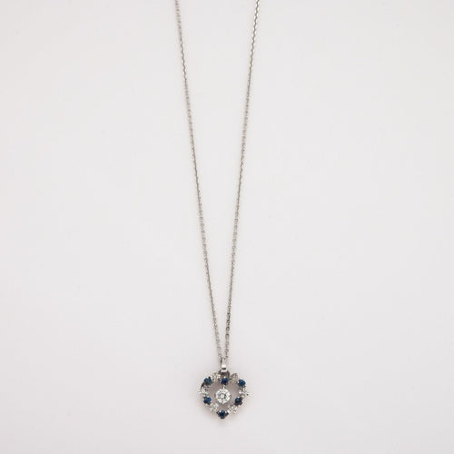 Collier Collier coeur saphirs diamants 58 Facettes 2893