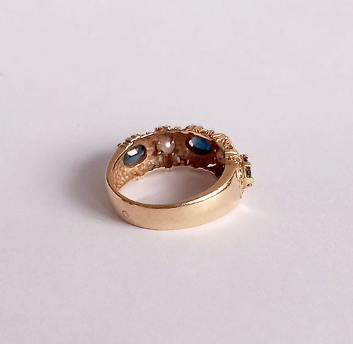 Bague 57 Bague saphirs et perles 58 Facettes