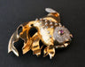 Ruby And Diamond, Platinum and 18 Carat Yellow Gold Fish Brooch 58 Facettes 1026794