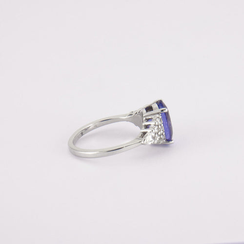Bague 54 Bague Tanzanite, en or gris, diamants 58 Facettes