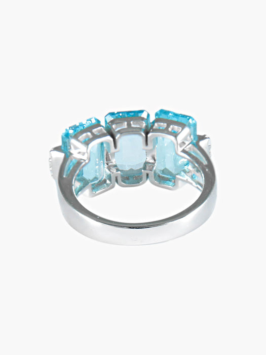 Blue Topaz Diamond Ring