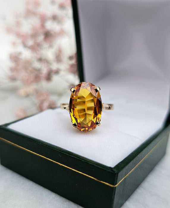 Bague 57 Bague Or jaune Saphir orange 58 Facettes 455