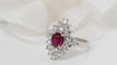 Bague Bague marquise platine rubis ovale et diamants 58 Facettes 31154