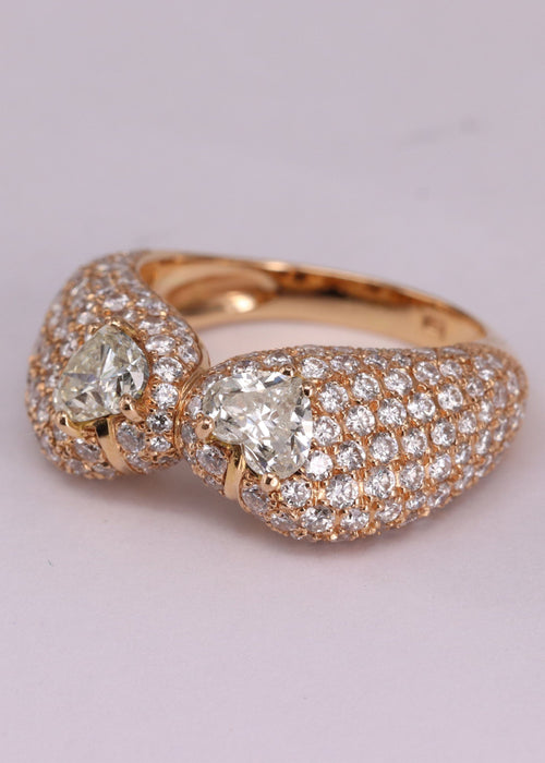 Bague 54 Bague baroque double coeur pavage diamants 58 Facettes N28