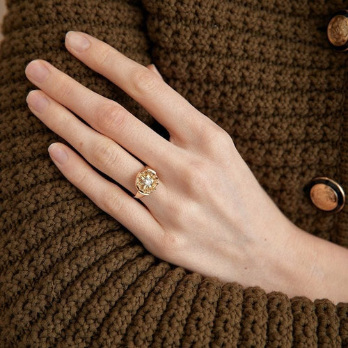 Bague Bague Fleur Or Jaune 58 Facettes