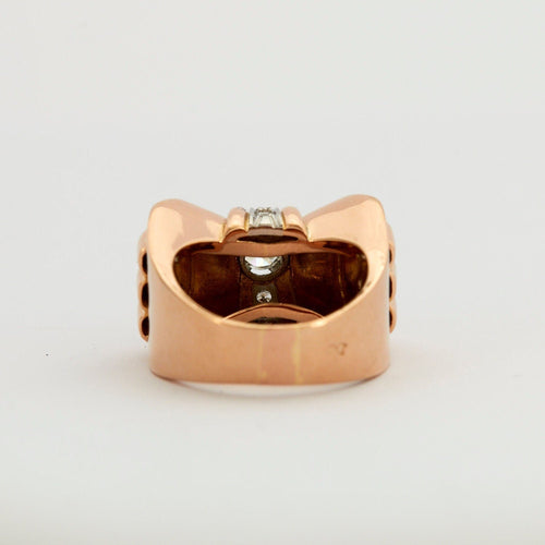 Bague 50 Bague Tank or rose platine diamants 58 Facettes