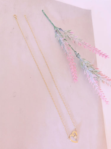 Collier Collier Coeur Diamant central 0,20 ct Or Jaune 58 Facettes AA 1498