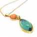 Necklace Gold, tourmaline and coral pendant necklace 58 Facettes D360268JE
