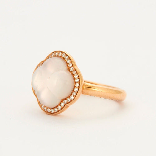 Bague 54 Bague Trèfle Quartz Rose 58 Facettes 002.688