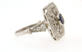 Ring Art Deco Ring, Platinum, sapphire and diamonds 58 Facettes 6165c
